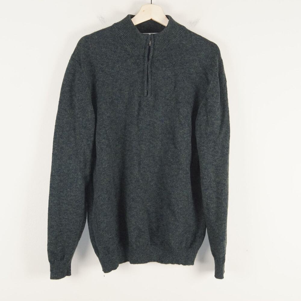 Maurizio Baldassari Green Mouline Quarter Zip Pullover Wool Blend Sweater Sz L